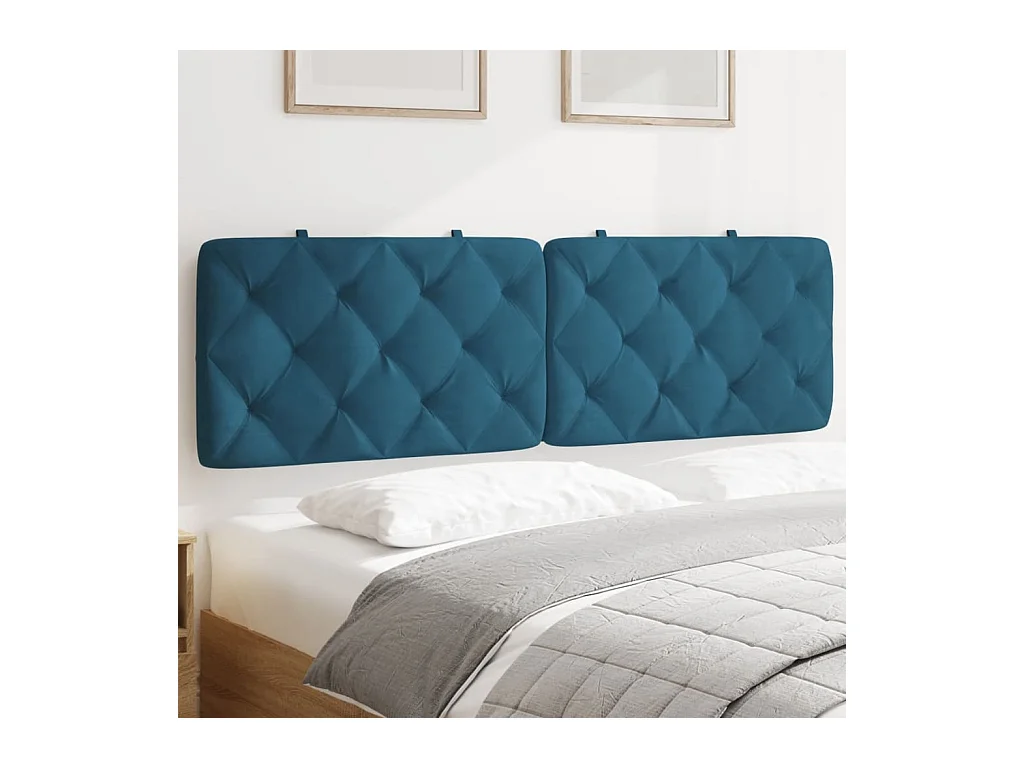 Coussin de tête de lit bleu 160cm velours