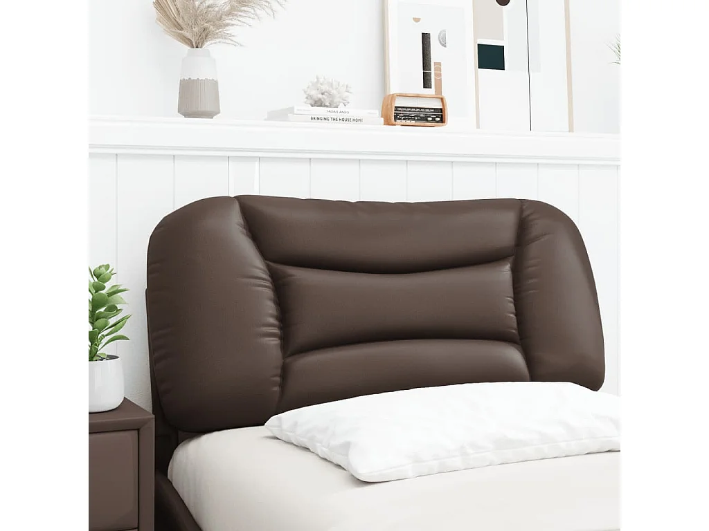 Coussin de tête de lit marron 80cm similicuir