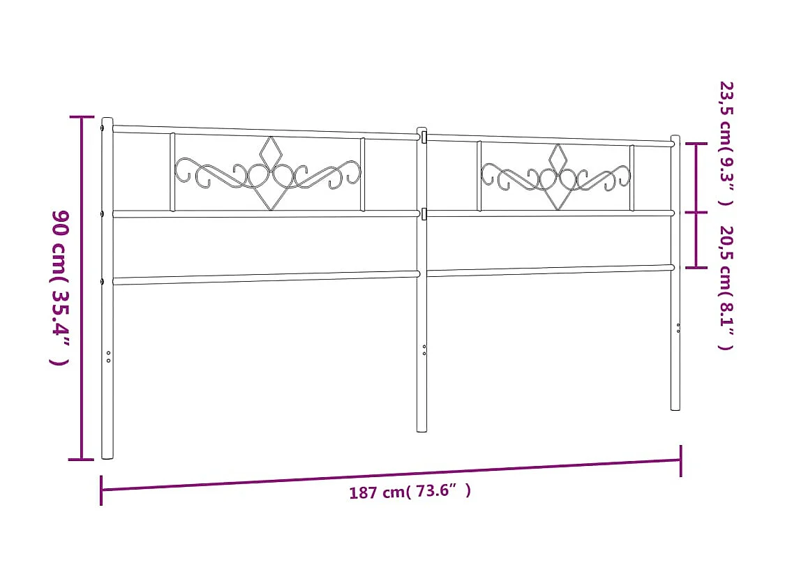 Tête de lit métal blanc 180cm