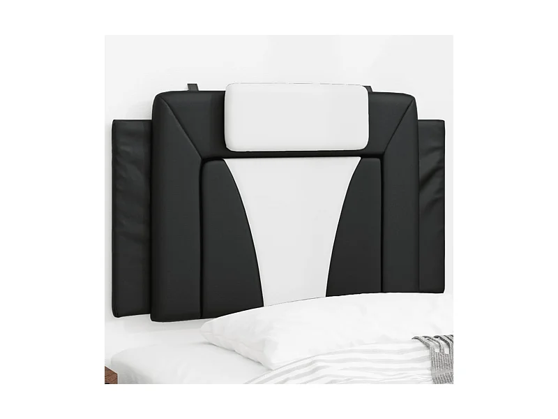 Coussin de tête de lit noir et blanc 80cm similicuir