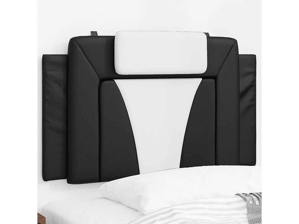 Coussin de tête de lit noir et blanc 80cm similicuir