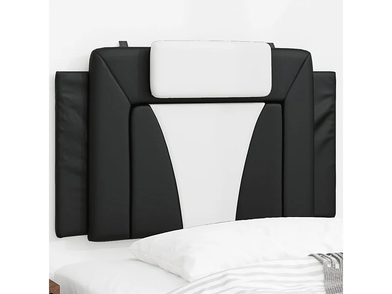 Coussin de tête de lit noir et blanc 80cm similicuir