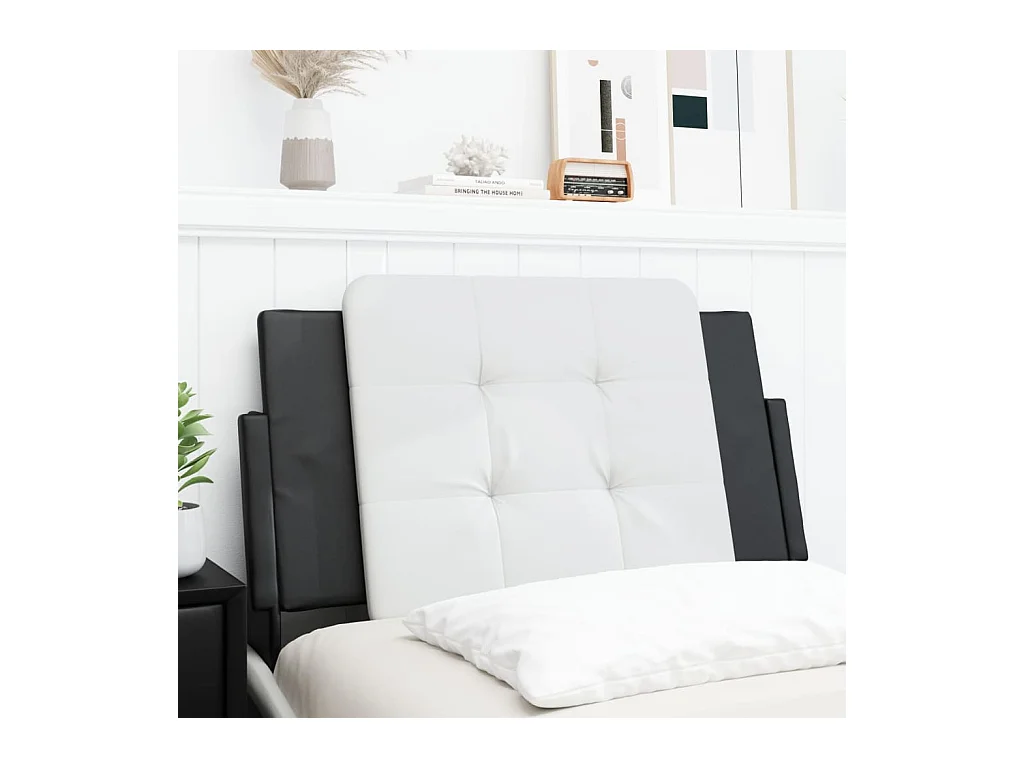 Coussin de tête de lit noir et blanc 80cm similicuir