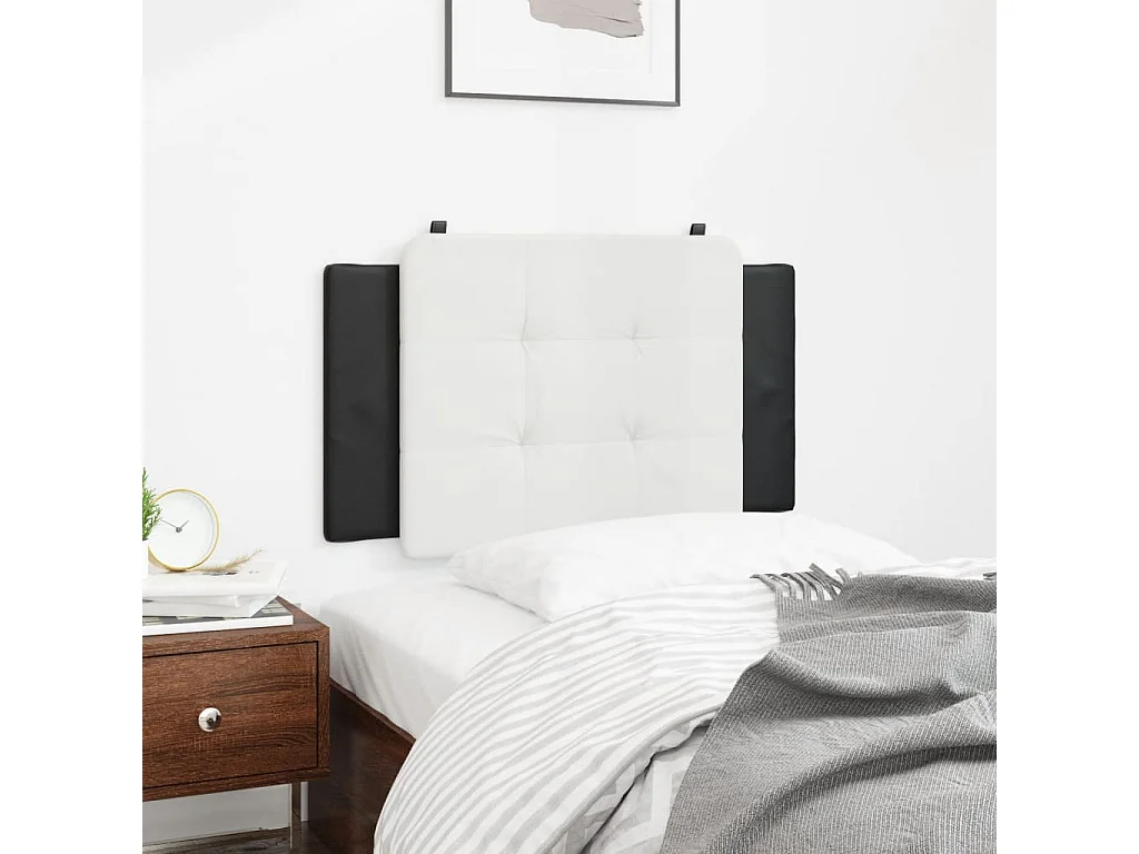 Coussin de tête de lit noir et blanc 80cm similicuir