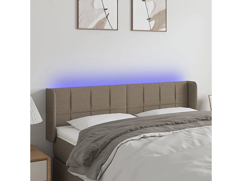 Tête de lit à LED Taupe 147x16x78-88 Tissu
