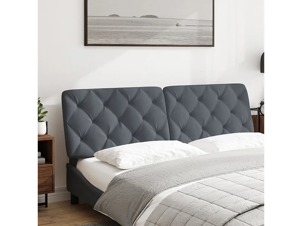 Coussin de tête de lit gris foncé 160cm velours