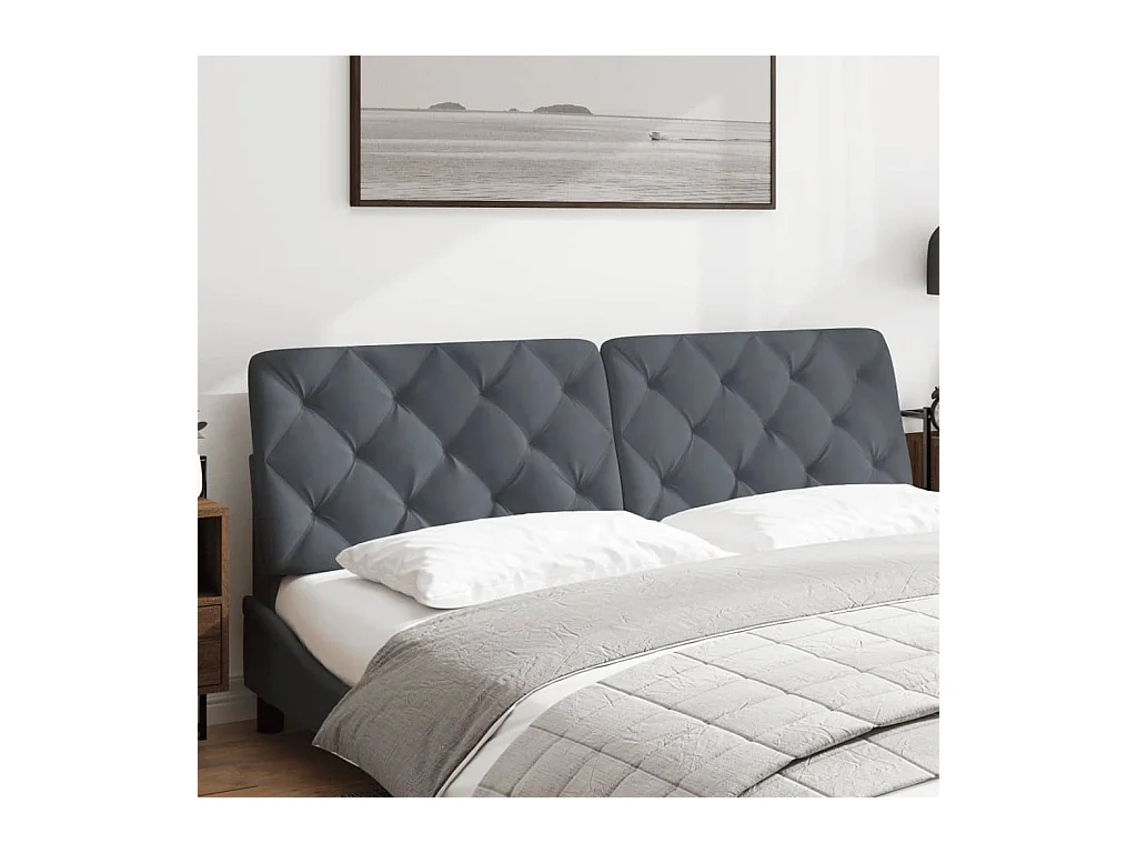 Coussin de tête de lit gris foncé 180cm velours