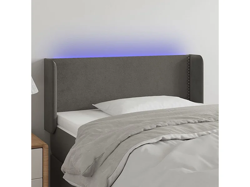 Tête de lit à LED Gris foncé 103x16x78-88 Velours