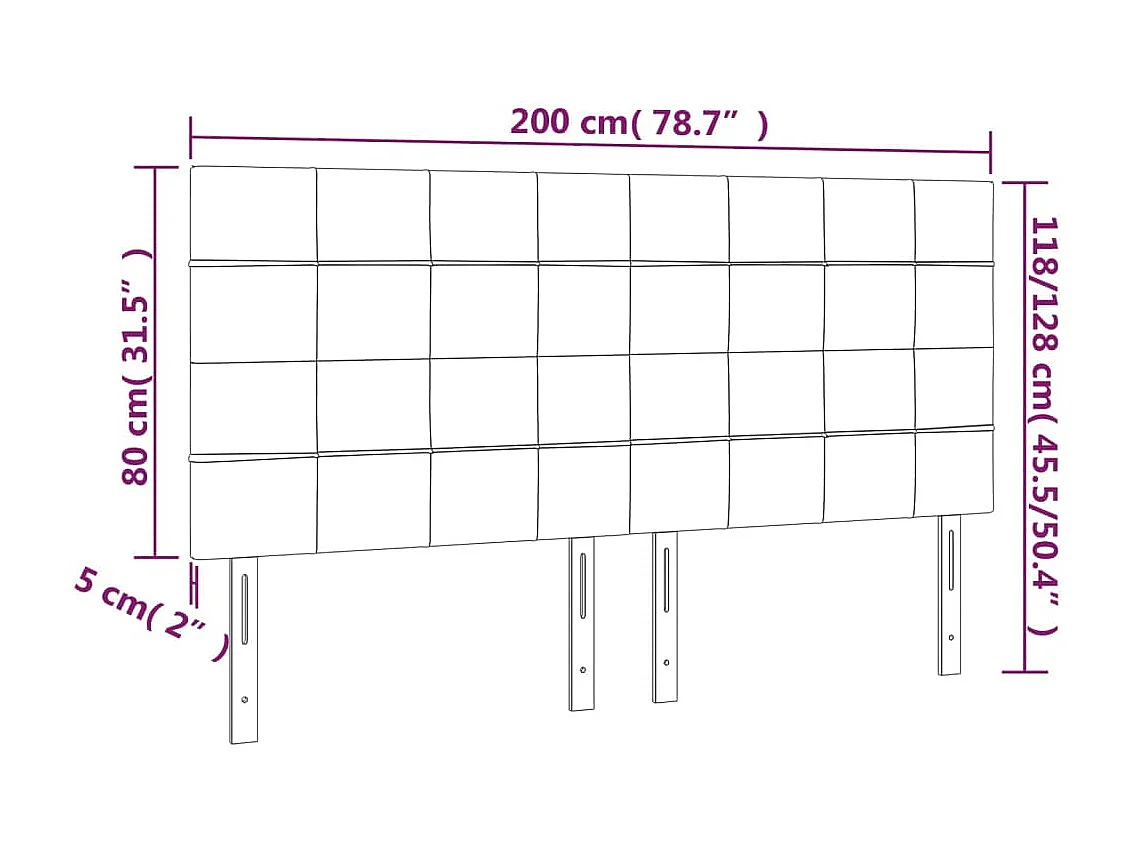 Tête de lit à LED Gris foncé 200x5x118-128 Velours