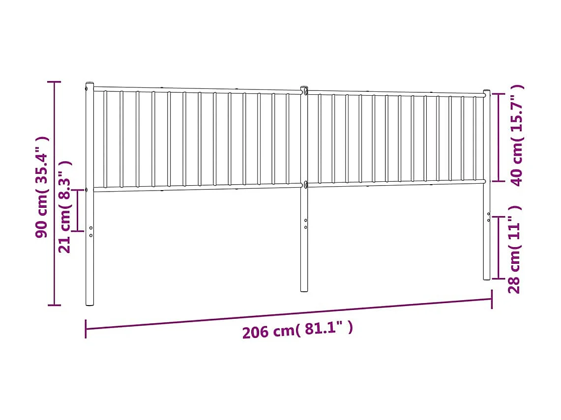 Tête de lit métal blanc 200cm