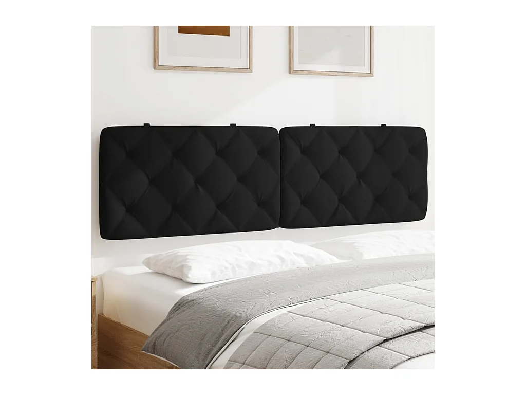 Coussin de tête de lit noir 180cm velours