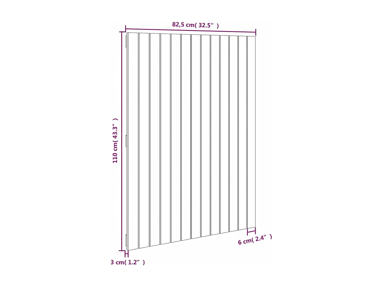 Tête de lit murale 82,5x3x110 Bois massif de pin