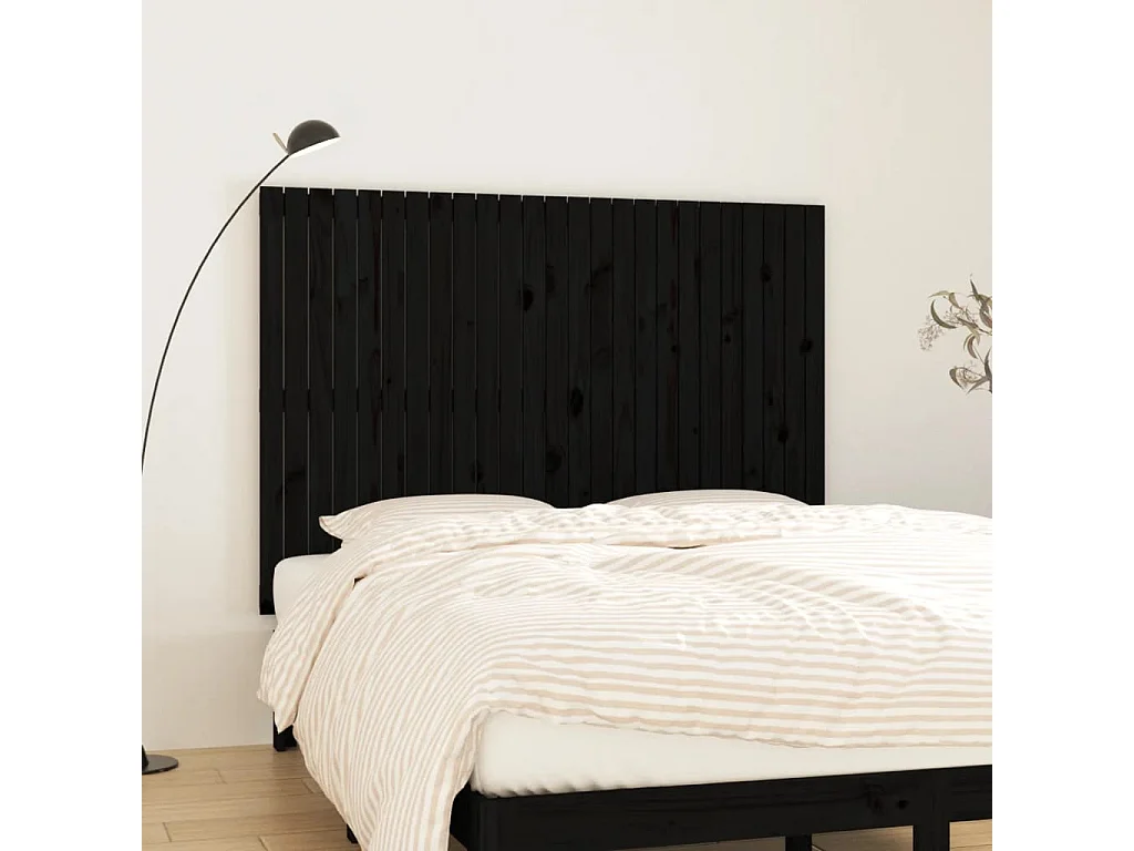 Tête de lit murale Noir 159,5x3x110 Bois massif de pin