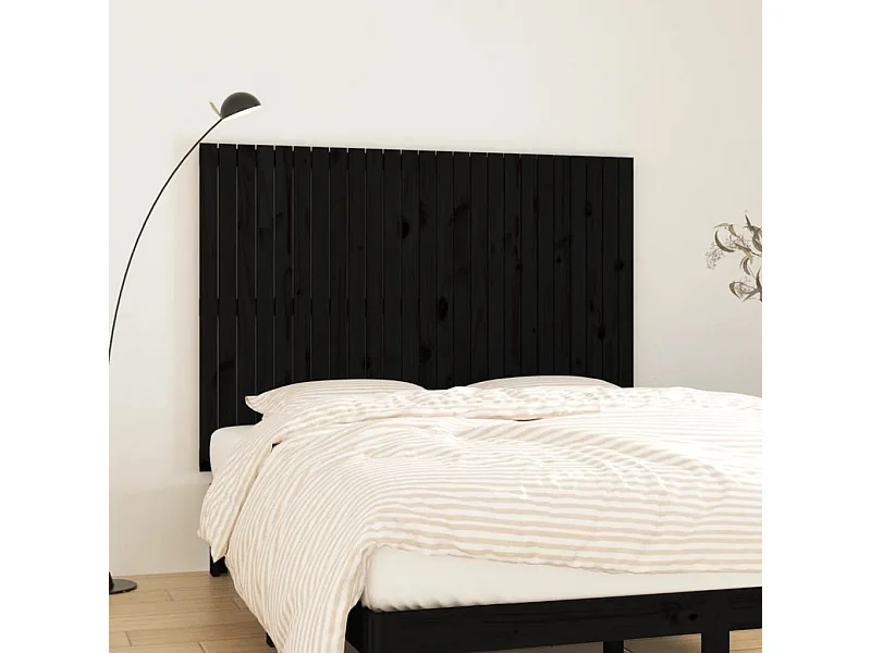 Tête de lit murale Noir 159,5x3x110 Bois massif de pin
