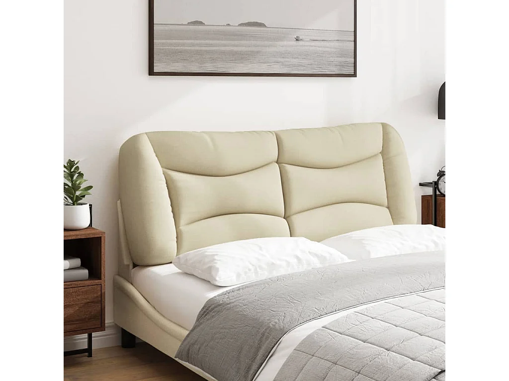 Coussin de tête de lit crème 140cm tissu