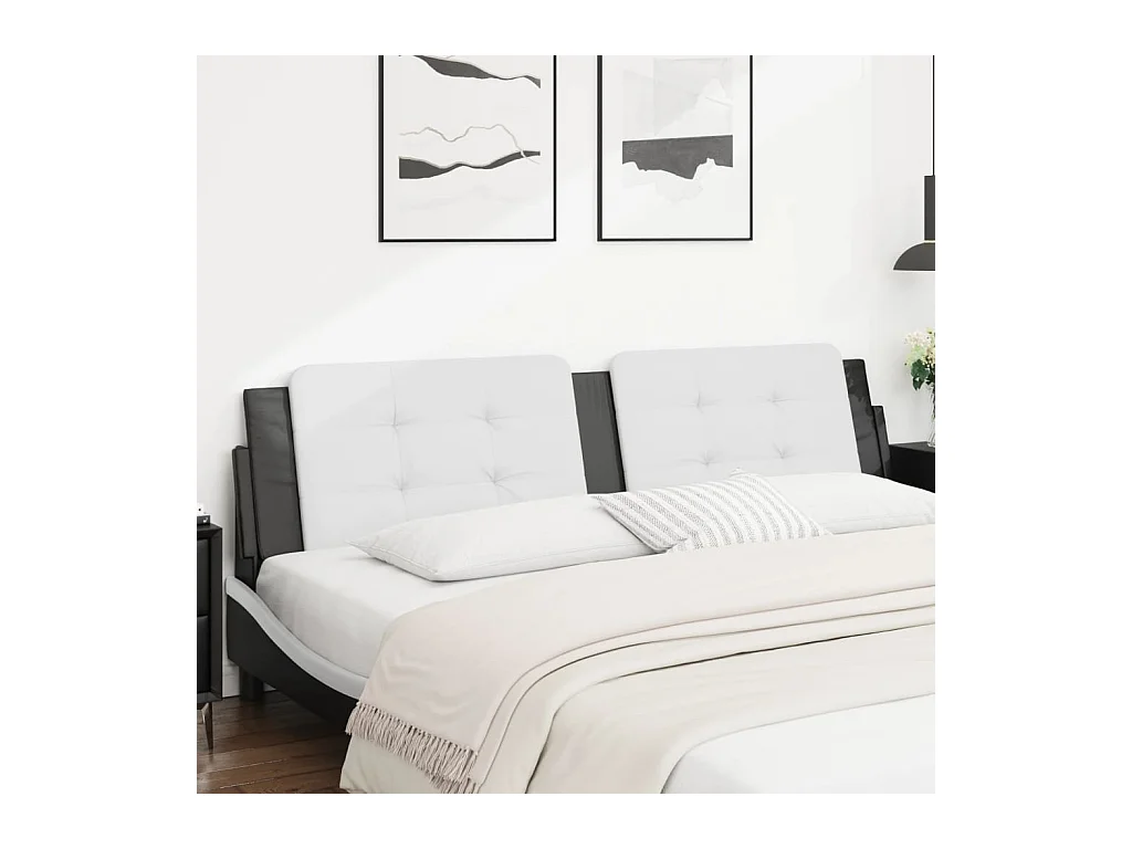 Coussin de tête de lit noir et blanc 200cm similicuir