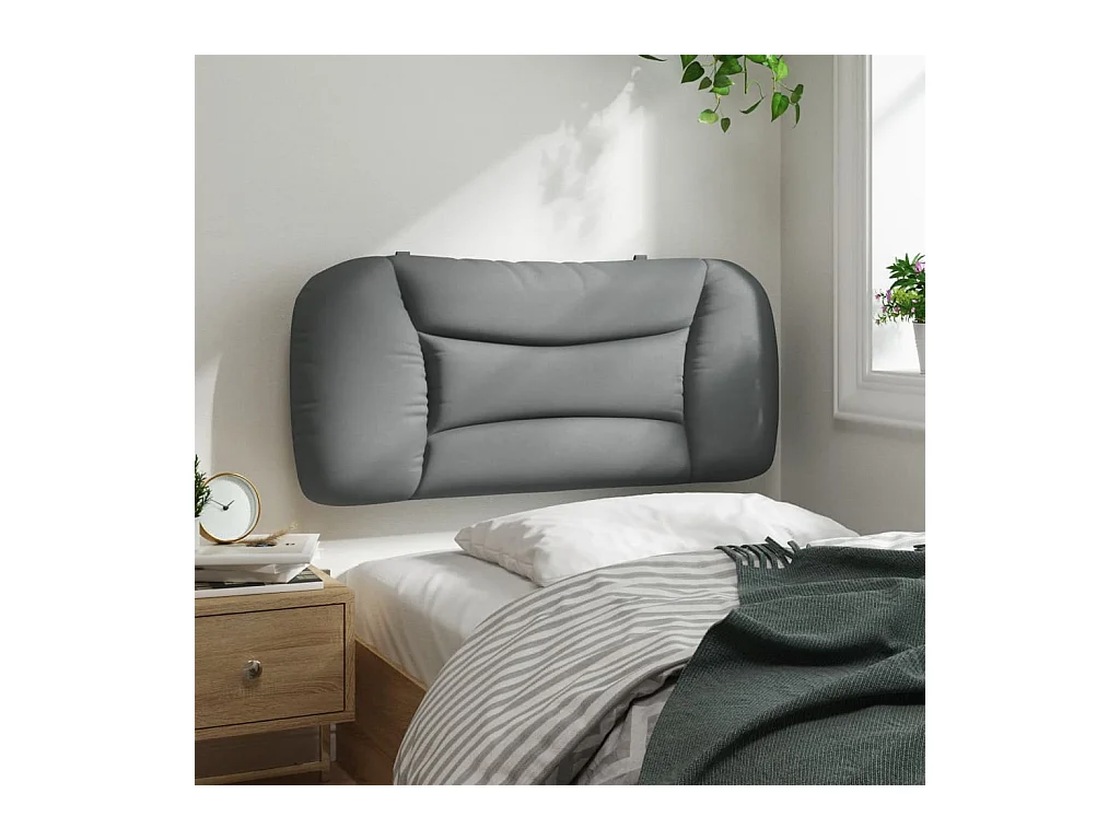 Coussin de tête de lit gris clair 80cm tissu