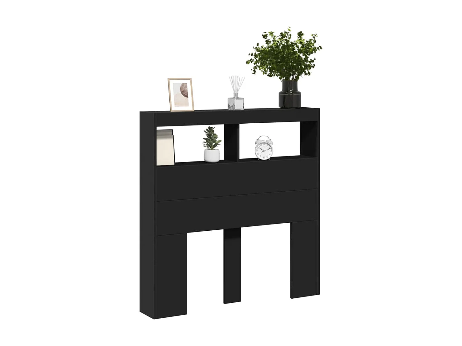 Armoire tête de lit avec LED noir 100x17x102