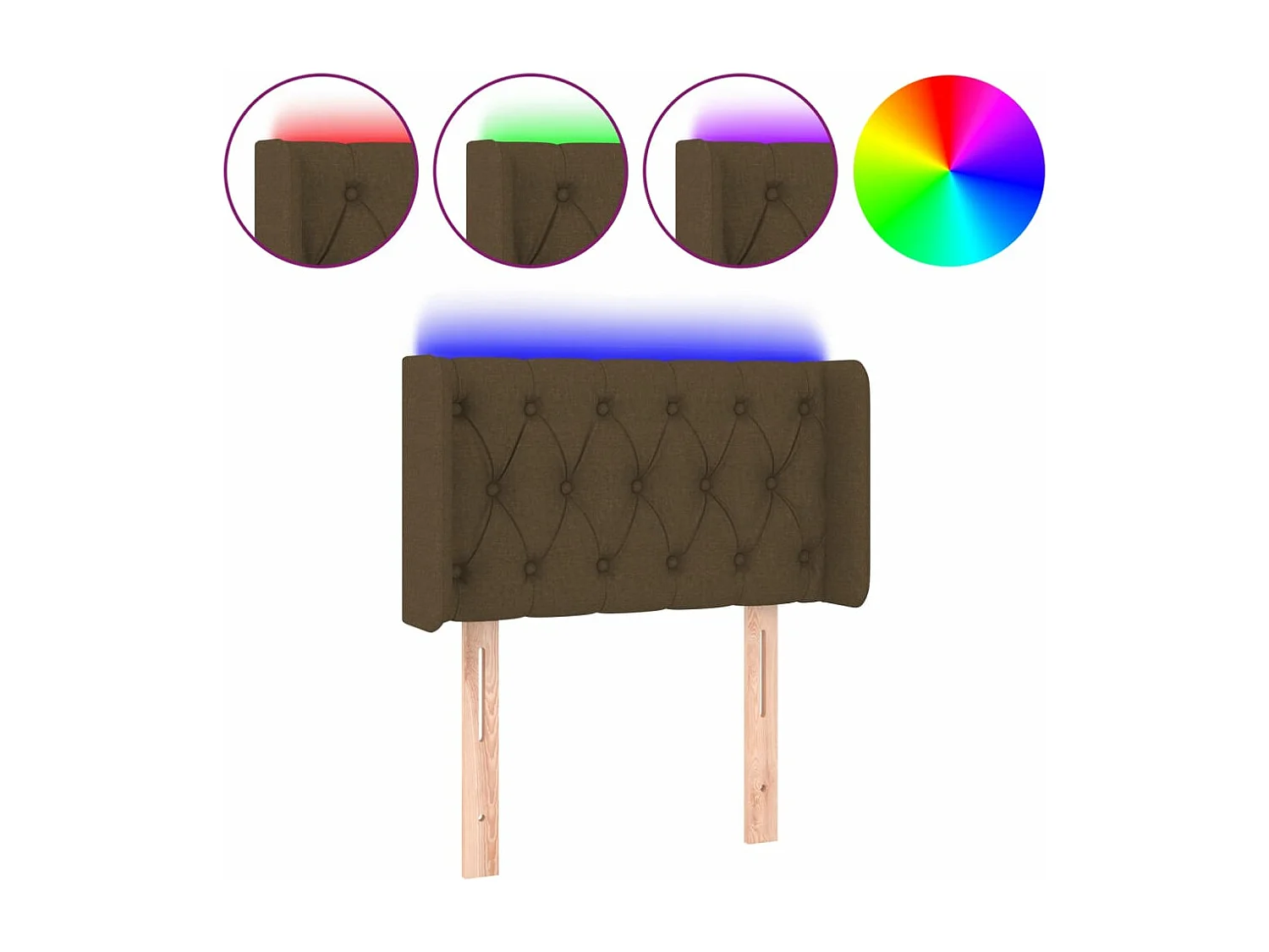 Tête de lit à LED Marron foncé 83x16x78-88 Tissu