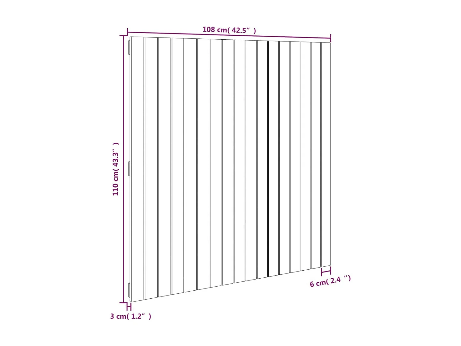 Tête de lit murale Noir 108x3x110 Bois massif de pin