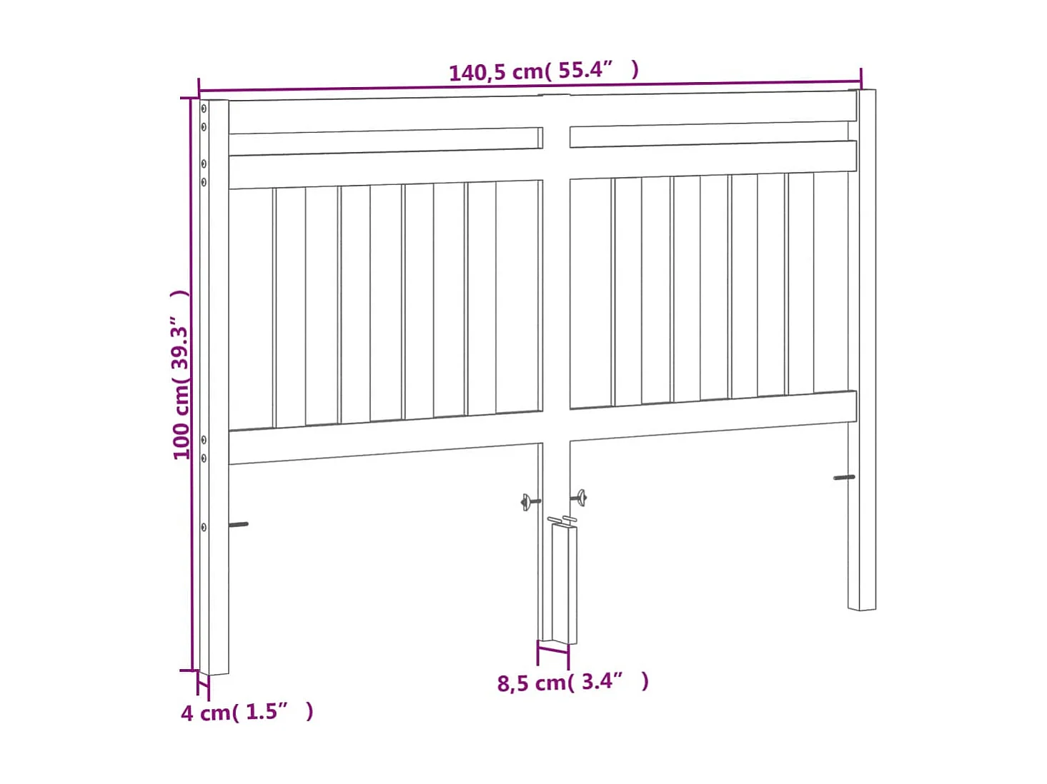 Tête de lit marron 135cm bois massif de pin
