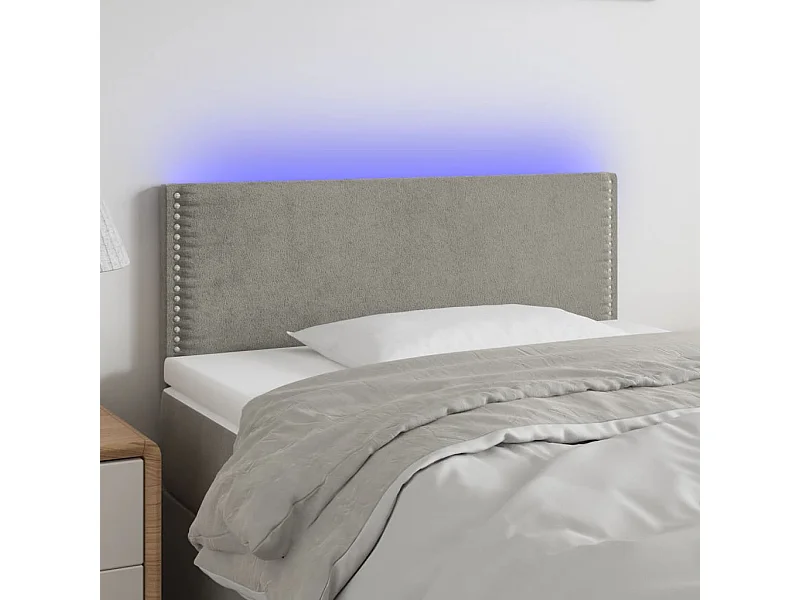 Tête de lit à LED Gris clair 100x5x78-88 Velours