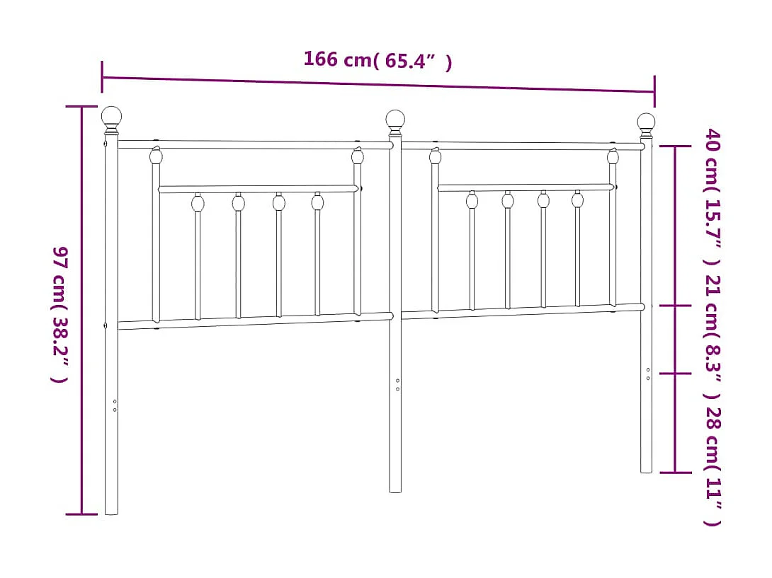 Tête de lit métal noir 160cm