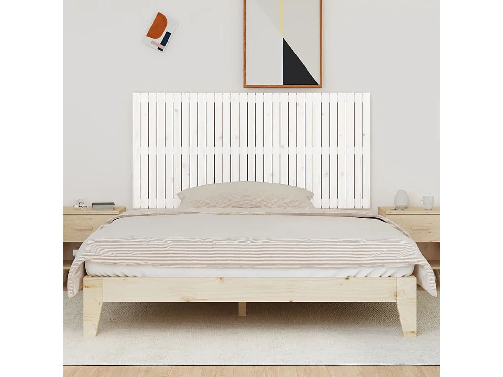 Tête de lit murale Blanc 185x3x90 Bois massif de pin