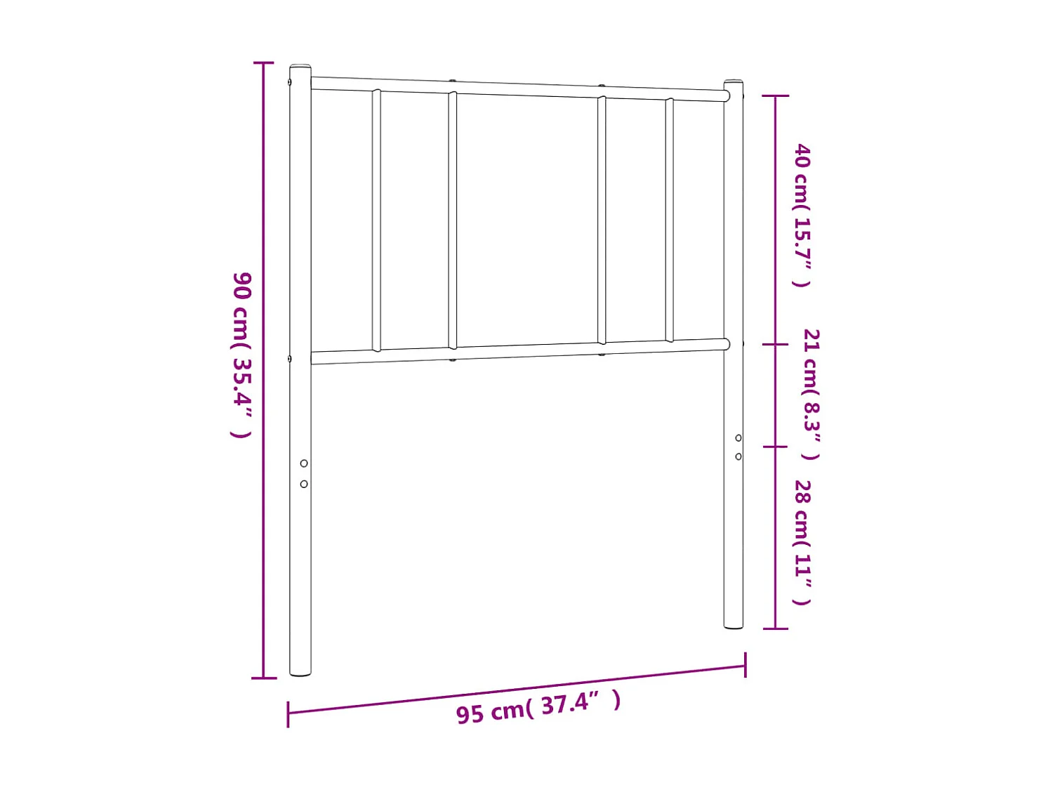 Tête de lit métal noir 90cm