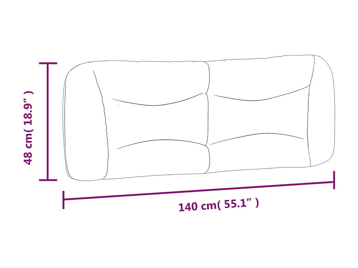 Coussin de tête de lit gris clair 140cm tissu