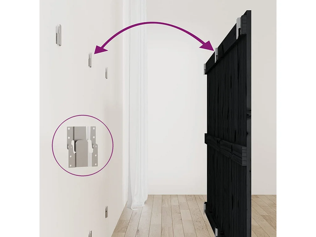 Tête de lit murale Noir 159,5x3x90 Bois massif de pin