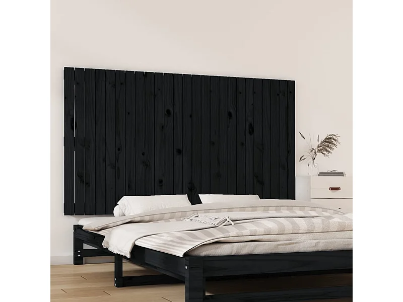 Tête de lit murale Noir 159,5x3x90 Bois massif de pin