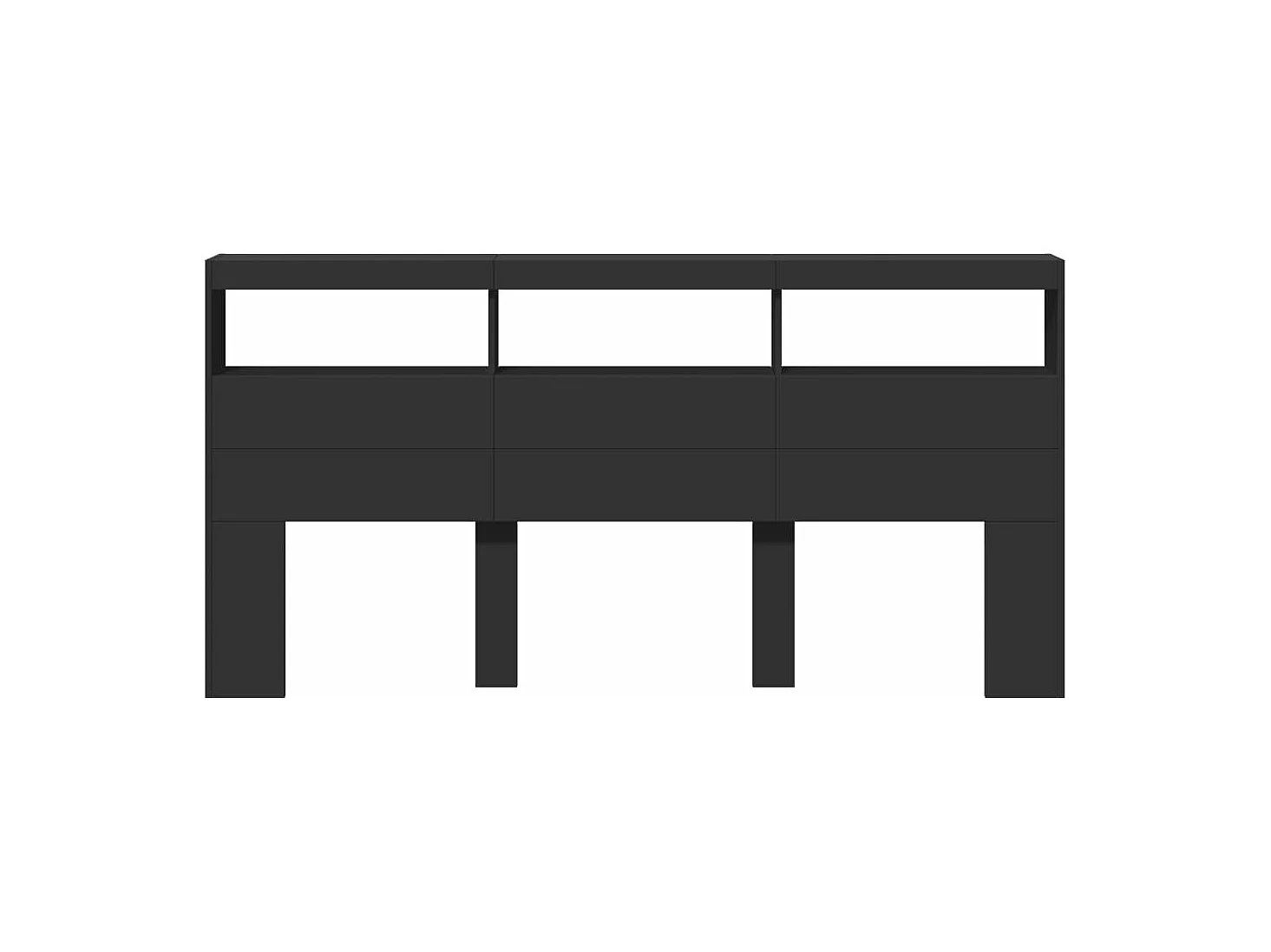 Armoire tête de lit avec LED noir 200x17x102