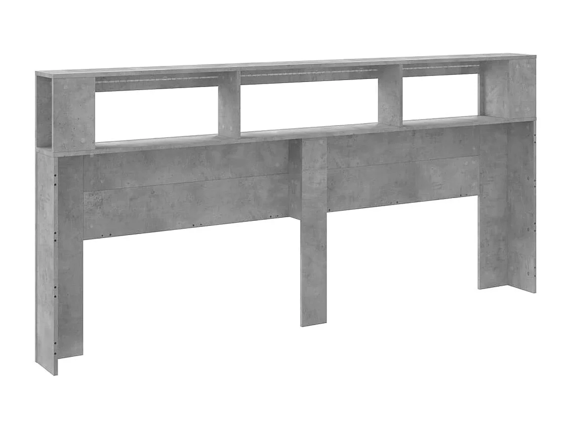 Tête de lit à LED gris béton 220x18,5x103,5 bois d'ingénierie