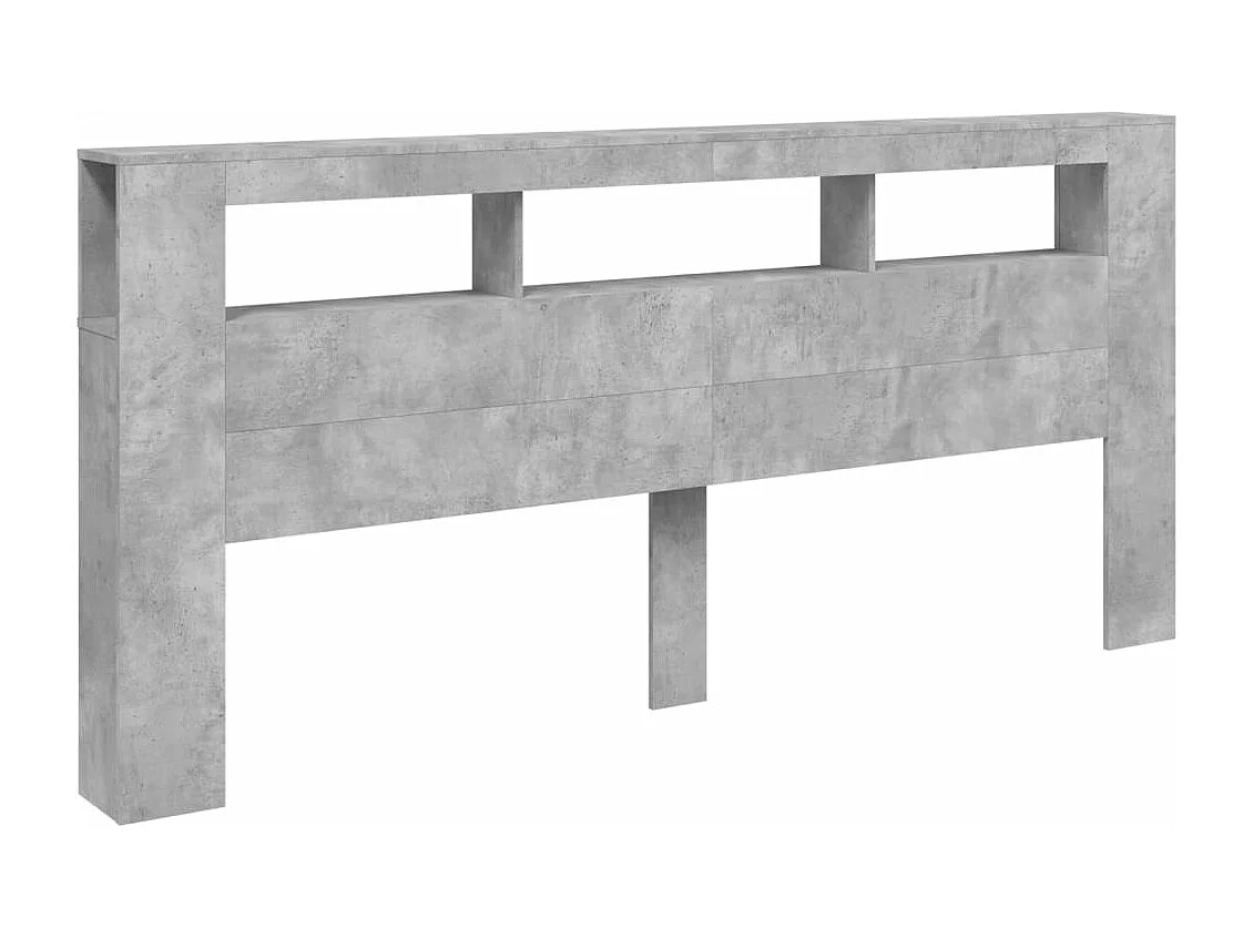 Tête de lit à LED gris béton 220x18,5x103,5 bois d'ingénierie