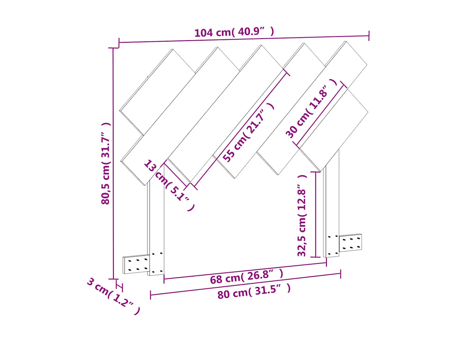 Tête de lit marron 100cm bois massif de pin
