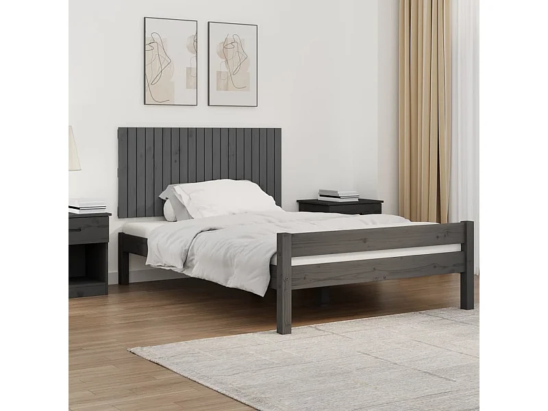 Tête de lit murale Gris 127,5x3x60 Bois massif de pin