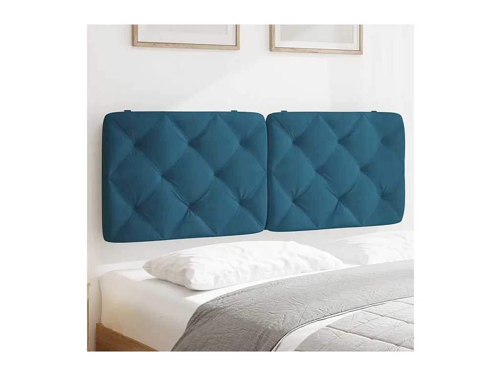 Coussin de tête de lit bleu 120cm velours