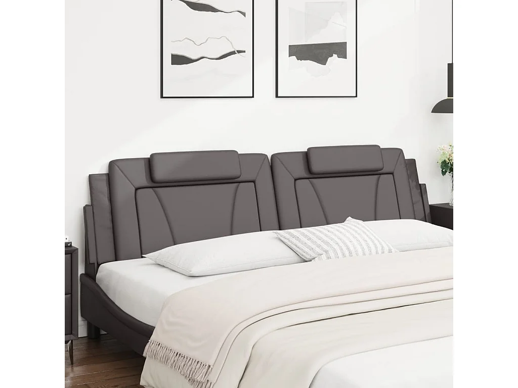 Coussin de tête de lit gris 200cm similicuir