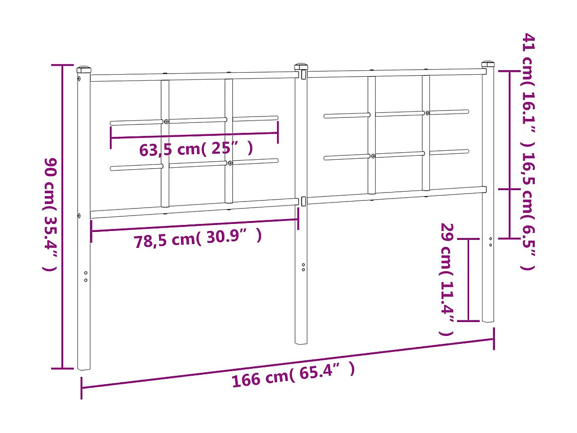 Tête de lit métal noir 160cm