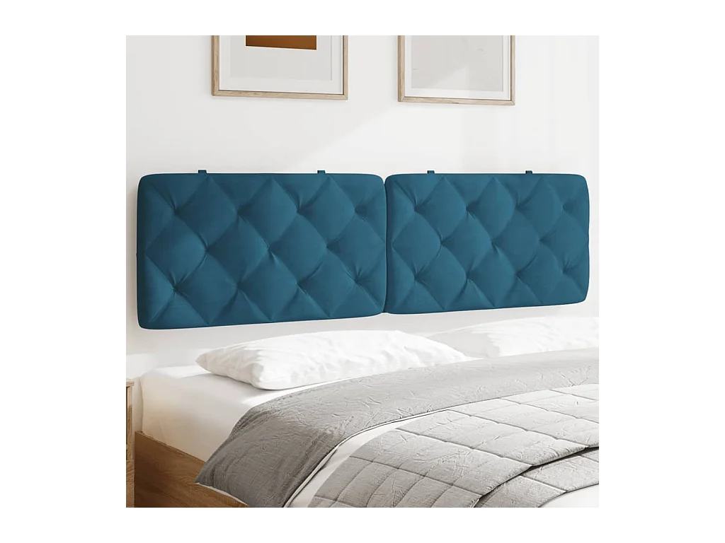 Coussin de tête de lit bleu 180cm velours