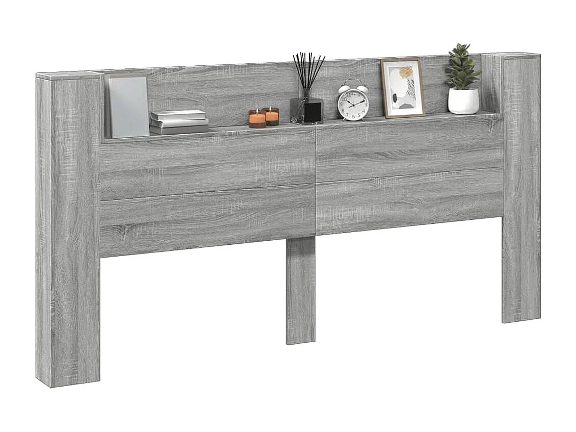 Armoire tête de lit avec LED sonoma gris 200x16,5x103,5