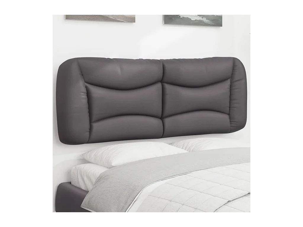 Coussin de tête de lit gris 120cm similicuir