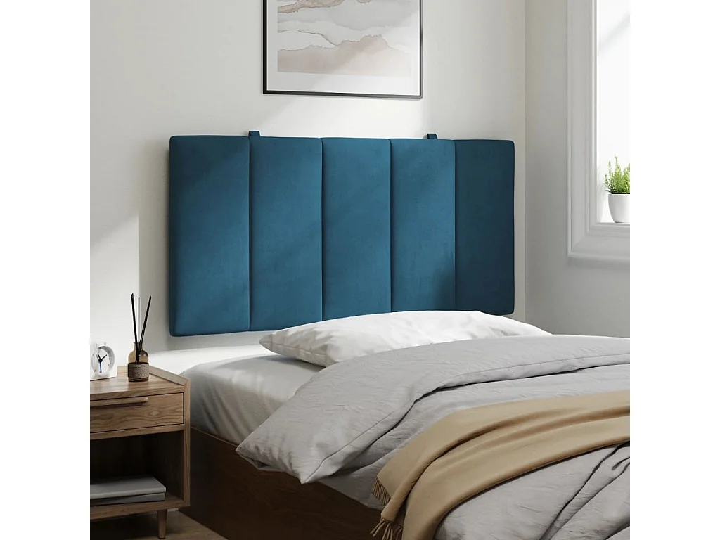 Tête de lit bleu 100cm velours Bino