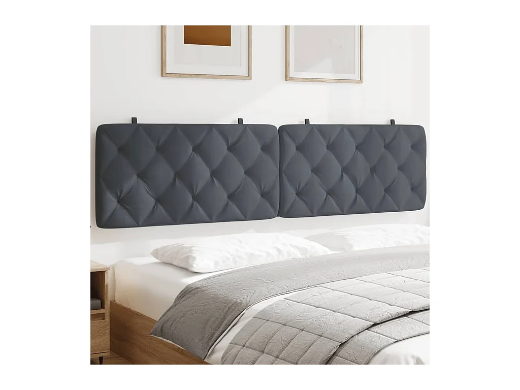 Coussin de tête de lit gris foncé 200cm velours