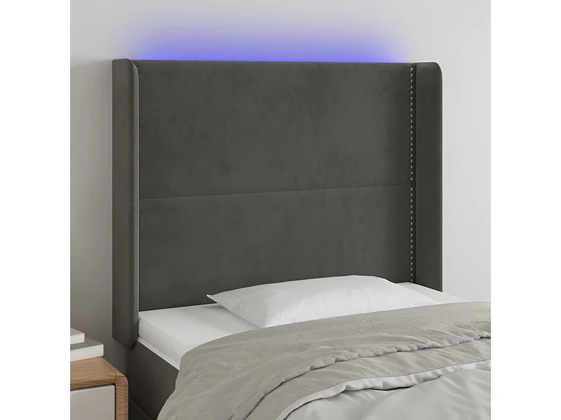 Tête de lit à LED Gris foncé 93x16x118-128 Velours