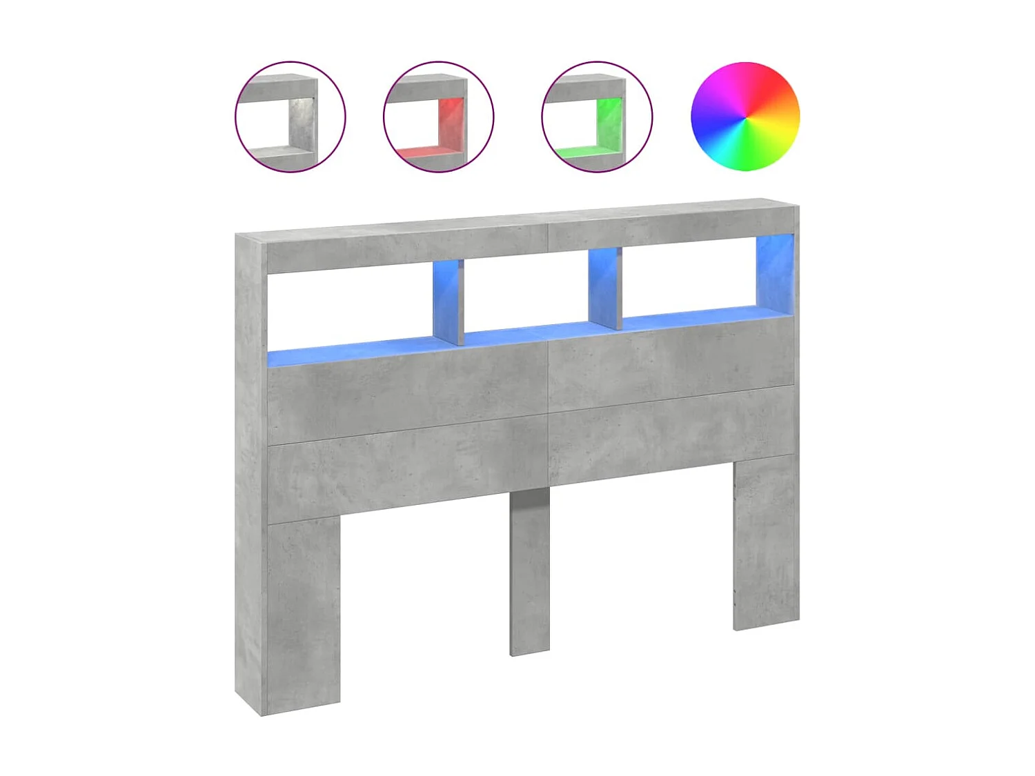 Armoire tête de lit avec LED gris béton 140x17x102