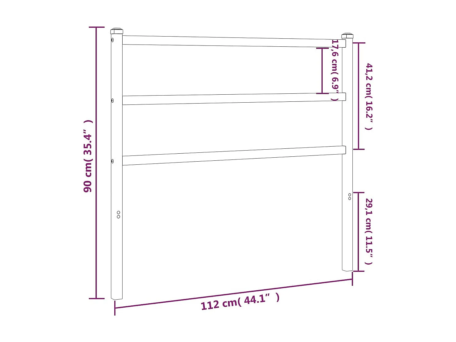Tête de lit métal noir 107cm