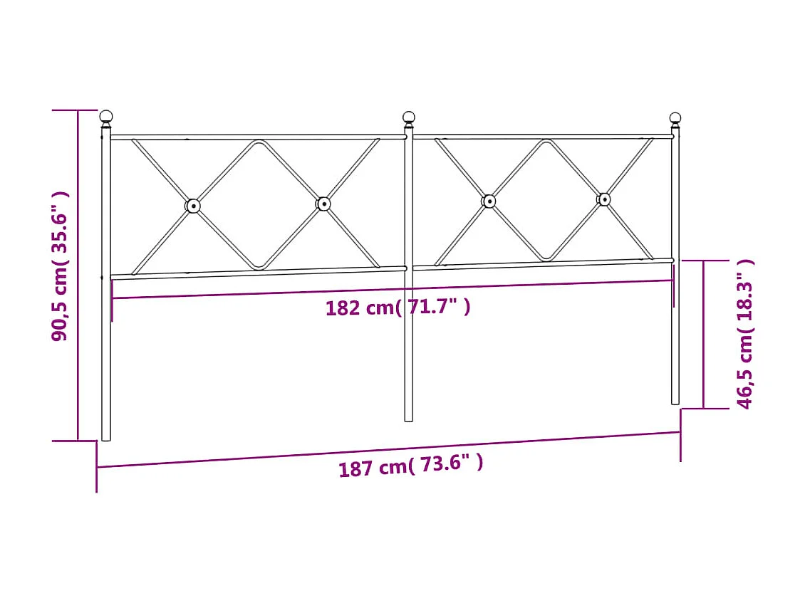 Tête de lit métal blanc 180cm