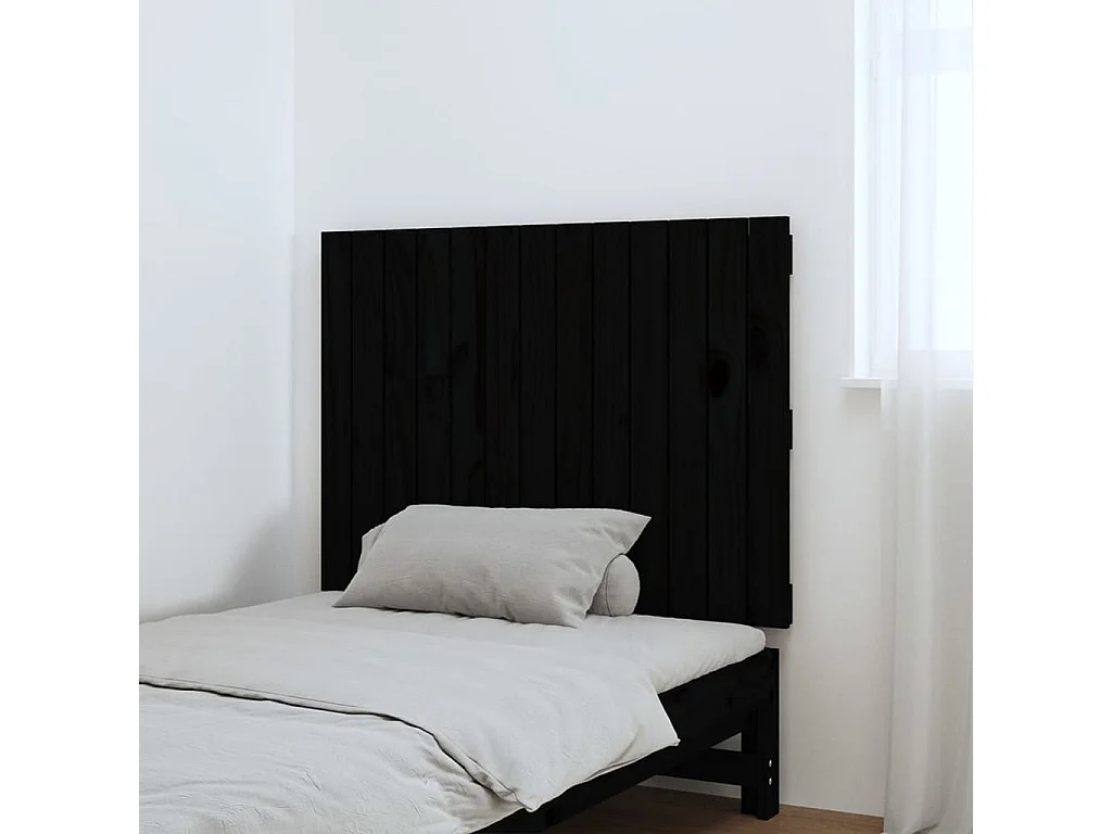 Tête de lit murale Noir 82,5x3x60 Bois massif de pin
